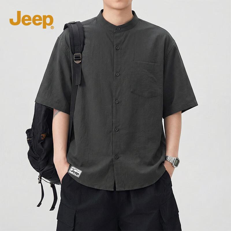 JEEP Men s Henley Short Sleeve Casual Shirt L