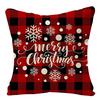 Christmas Plaid Linen Pillowcase Festive Home Decoration Gift Sofa Pillow Cushion Cover