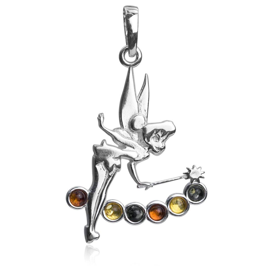 

A beautiful fairy pendant in multicolored amber sterling silver.