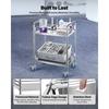 VEVOR Stainless Steel Cart, 2-Tier Rolling Lab Utility Cart with Lockable Wheels, Medical Serving Trolley Clinic Tray