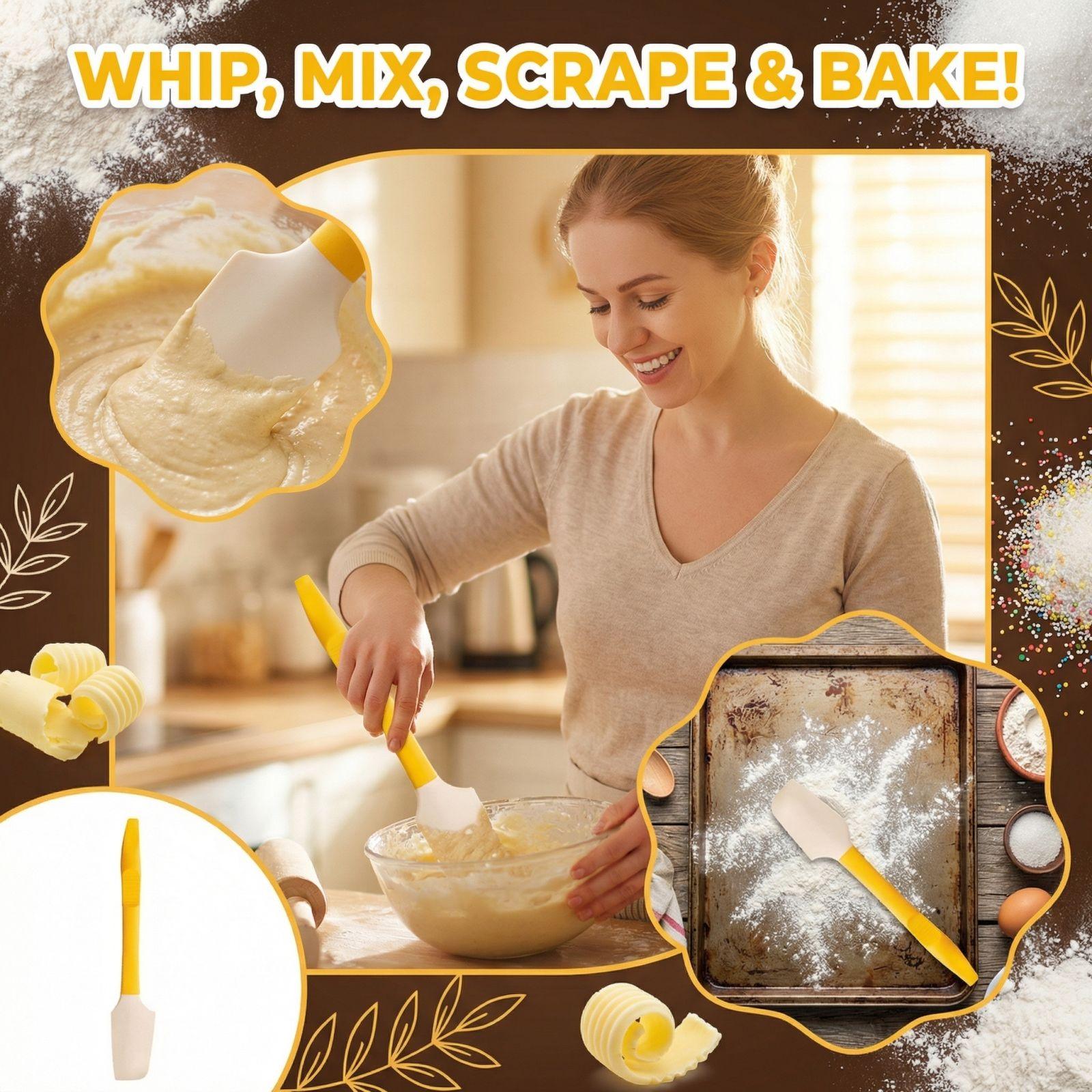 

Household 2-in-1 Baking Scraper Silicone Scraper Kitchen Spatula Mixing Shovel One Size