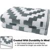 Large Outdoor Rugs for Patio Reversible Easy Clean Motorhome Carpet Rugs Portable Summer Waterproof PP Pipe Woven Beach Mat Grey