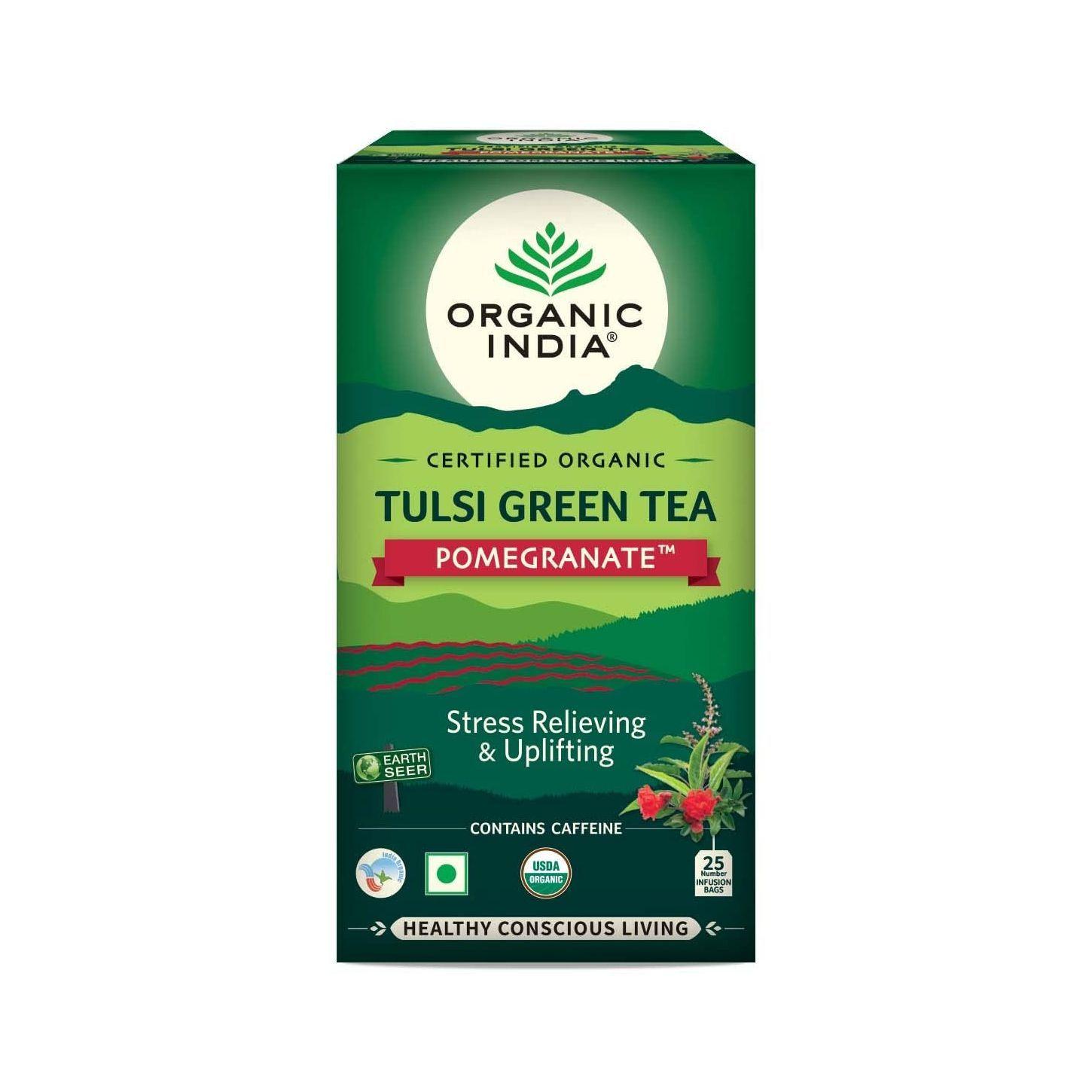

Зеленый чай с Тулси и Гранатом (25 пак, 2 г), Tulsi Green Tea Pomegranate, Organic India