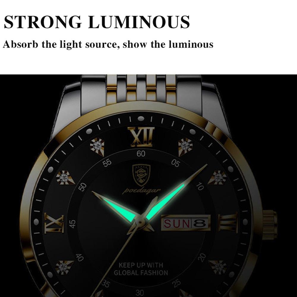 New Casual Men's Watches Stainless Steel Band Wristwatch Big Dial Quartz Clock with Luminous Waterproof Watch Business Chronograph