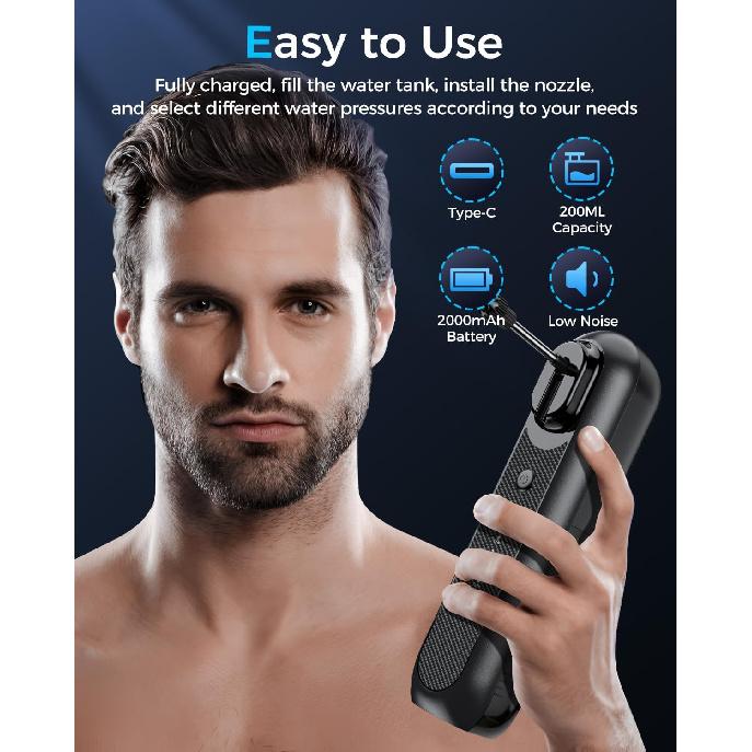 Ohrreiniger für Erwachsene – Elektrischer Ohrreiniger mit 4 Druckmodi & 10 wiederverwendbaren Aufsätzen, Sichere & wasserfeste Ohrspülung, USB-aufladbar