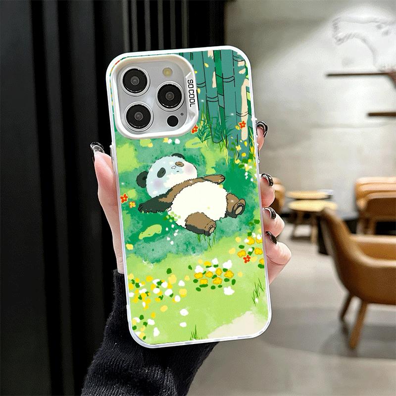 Cute Cartoon Panda Shockproof Phone Case for iPhone 17 Air 16 16E 15 Pro Max 14 Plus 13 Mini 12 Back Cover Anti Fall Fundas