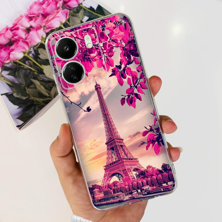 For Xiaomi Poco C65 Case Cute Cat Butterfly Cover Soft TPU Phone Case For Xiaomi Redmi 13C Redmi13C PocoC65 Fundas 6.74'' Bumper