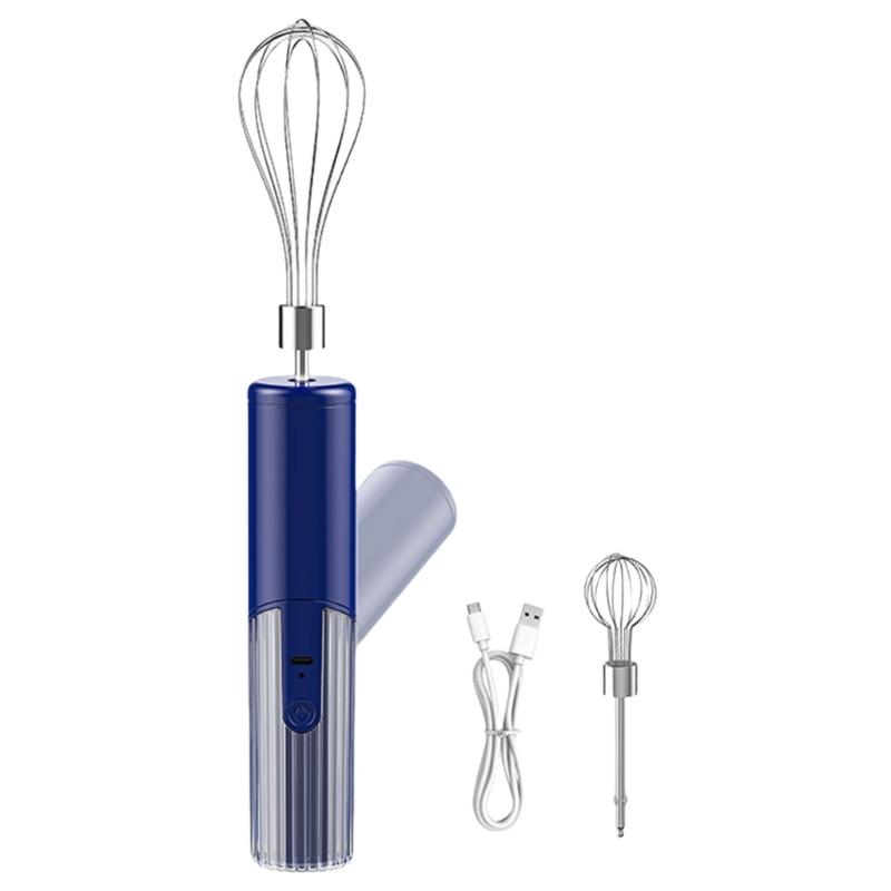 

Small Handheld Mixer 3 Speed Mode Wireless Operation Foldable Storage Double Stainless Steel Whisks Attachments синій