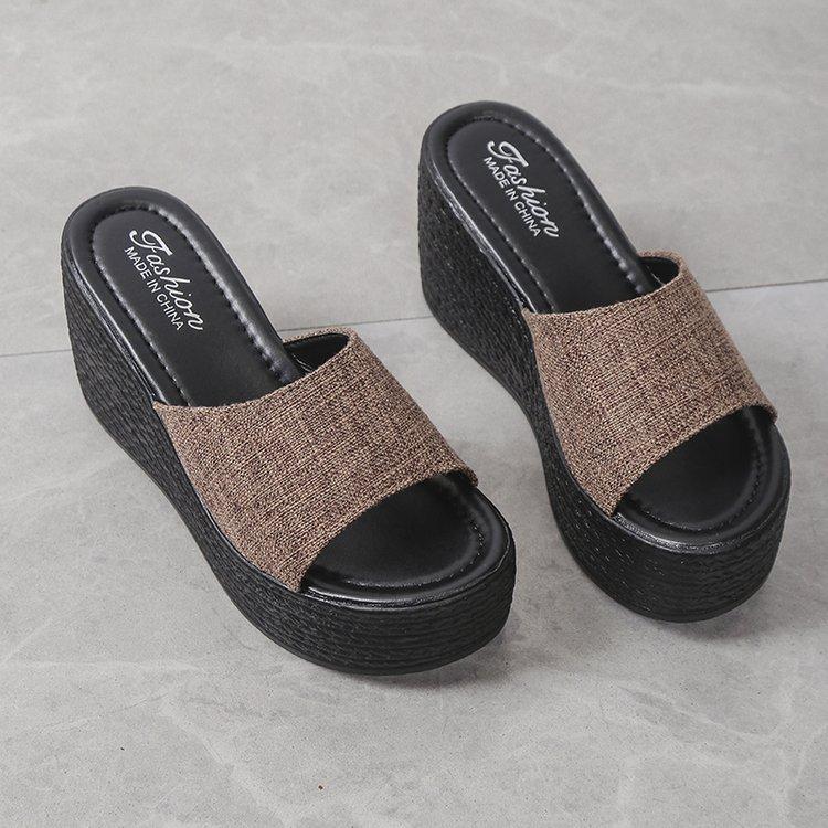 

Летние новые пляжные сандалии 2024 года с толстым каблуком-каблуком и рыбьим ртом большого размера с одним словом 43