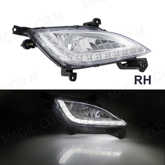 For Hyundai Elantra GT I30 2012 2013 2014 2015 2016 DRL Fog Covers Daytime Running Lights Car Front Bumper Fog Lamp Assembly 12V