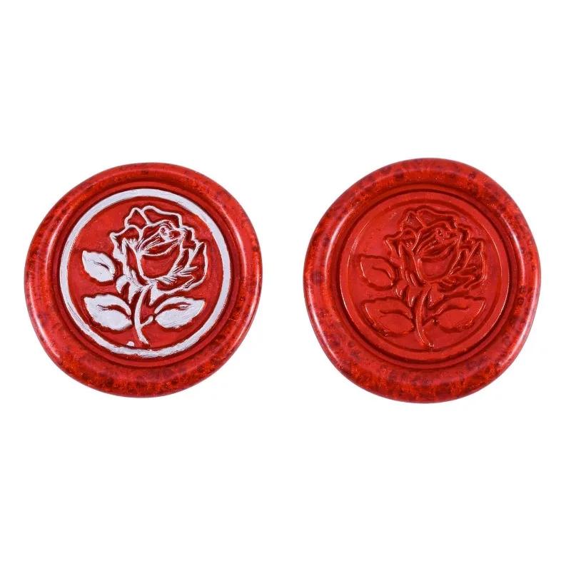 1 Bottle of 200pcs Metallic Red Sealing Wax Beads, Octagon Wax Seal Beads Candles and Melting Spoon for Wax Seal Stamp