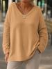New Women's Casual V-neck Long-sleeved Pullover Loose Pure Color Multi-color Women's Top Sweatshirt