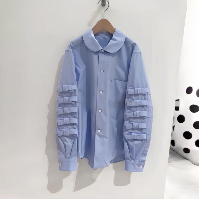 

CDG KZYU Spring/Summer Japanese-Style Bowknot Casual Long Sleeve Loose Women s Shirt Medium синий