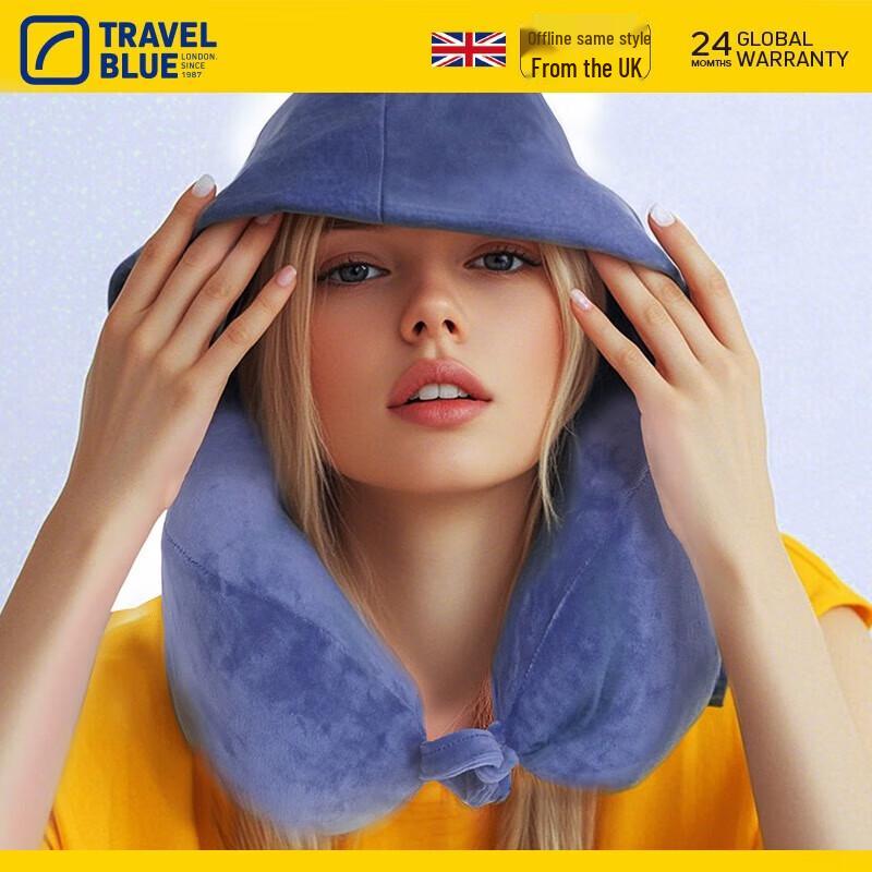 Travel Blue Ergonomic Hooded U-Shaped Neck Pillow