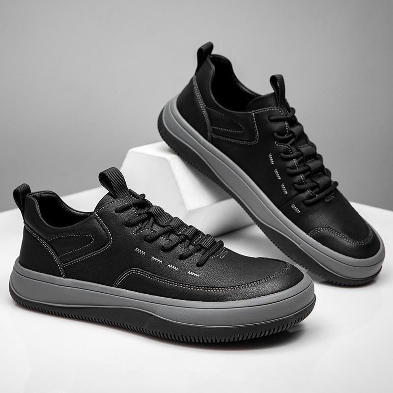 Trend Casual Shoes Lace-up Men's Autumn New Leather British Style Outdoor Board Shoes Men's Korean Version Low-top Tooling Shoes