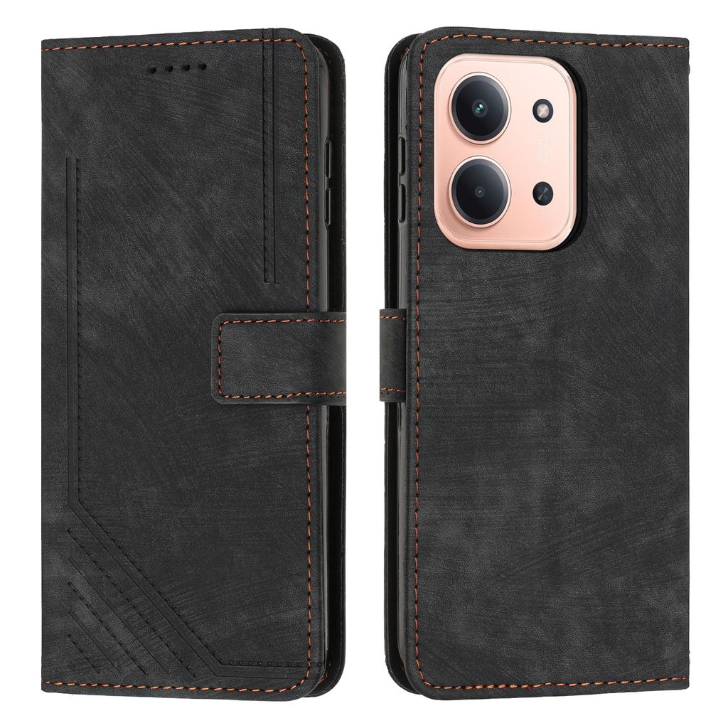 For Xiaomi Redmi 15C 5G (EU) (173mm)/15C 4G (EU) (173mm) Stand Case Imprinted Lines Leather Phone Cover