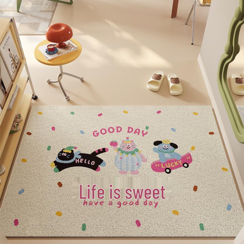 Cute Cartoon Non-Slip Entrance Mat - Dirt-Resistant, Cuttable Coil Design