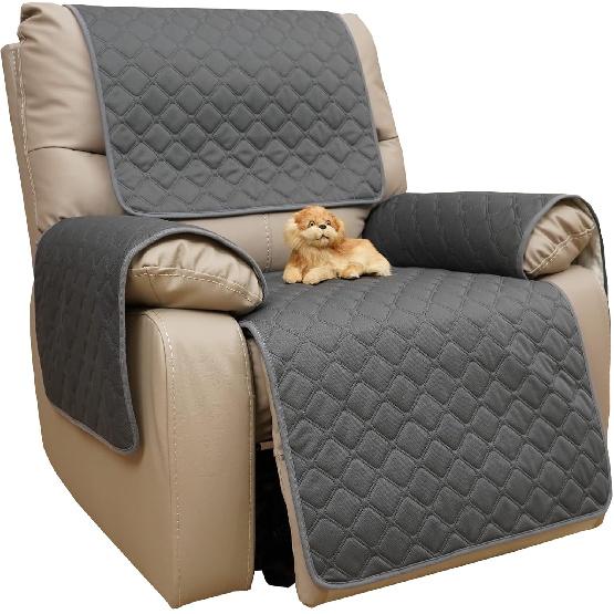 Eismodra Waterproof Recliner Chair Covers for Reclining Couch Slipcovers Seat Cushion,Anti-Slip Sofa Cover for Dogs Pets Furniture Protector 1 Piece Set серый