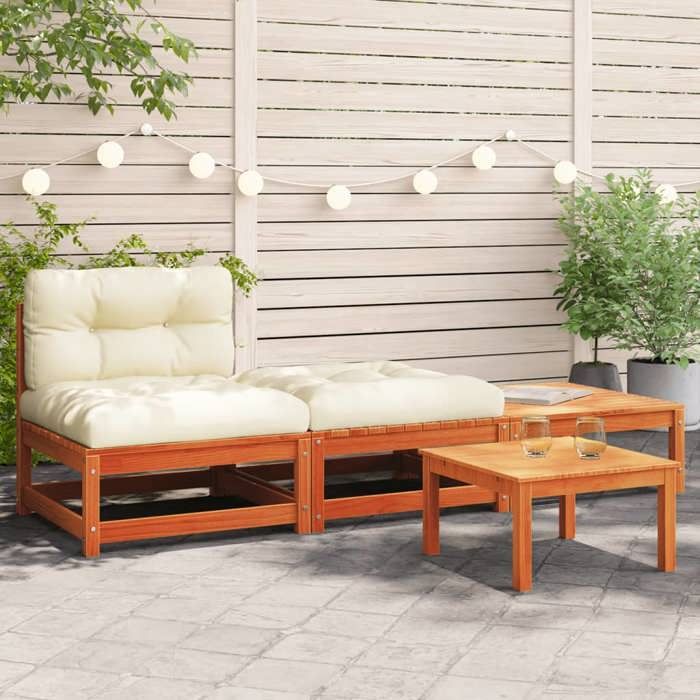 VidaXL Canapé de Jardin sans Accoudoirs avec Coussins et Repose-pieds, Siège avec Dossier, Meuble de Terrasse Patio 838146