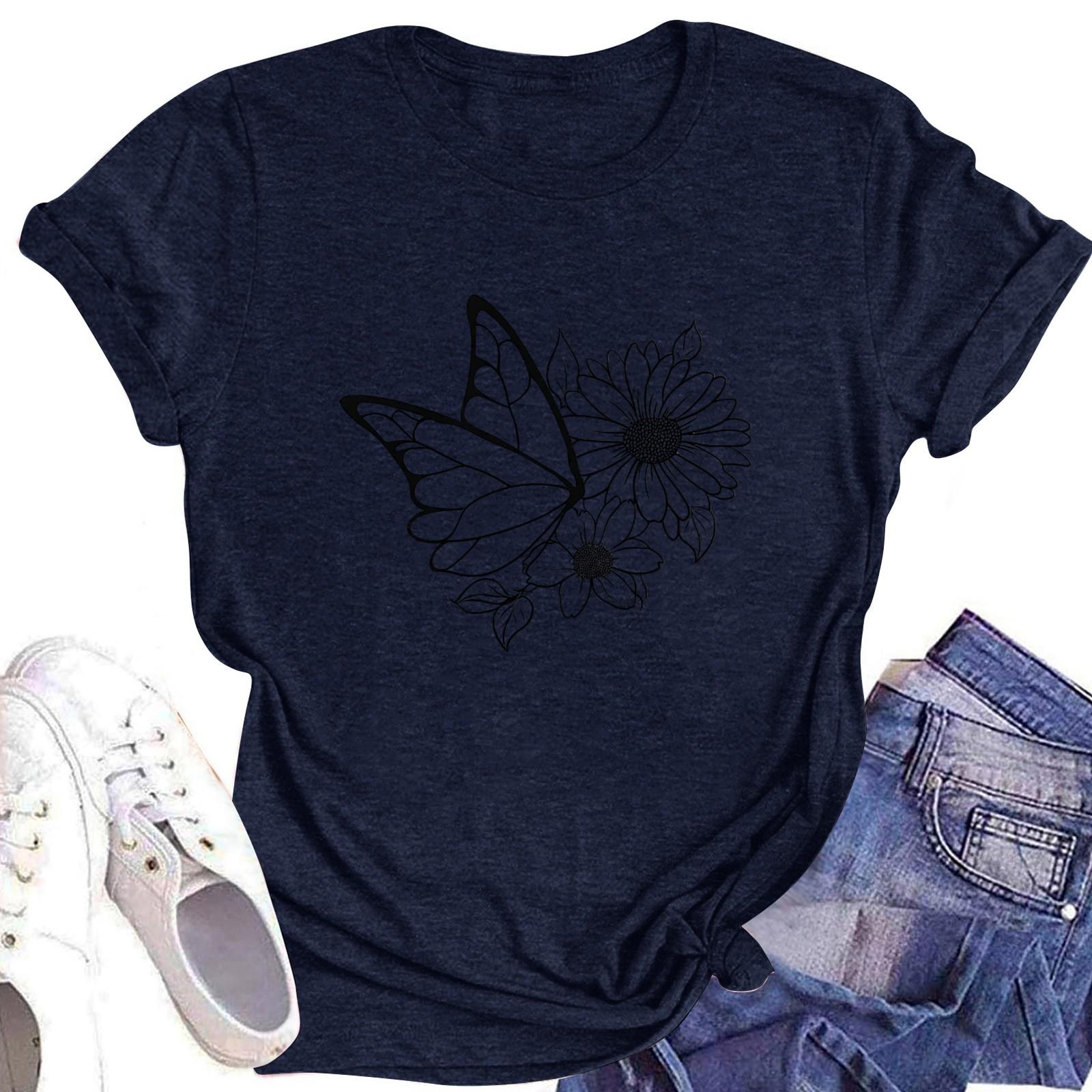 

Женская футболка с круглым вырезом и короткими рукавами S