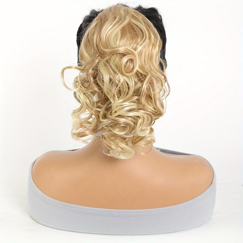 Short Curly Drawstring Ponytail Extensions Short Loose Wavy Ponytails Synthetic Hair Extensions for Women Daily Use