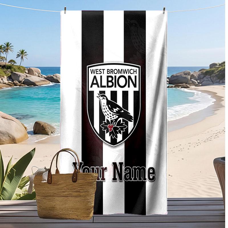 West Bromwich Albion FC Personalisier Handtuch mit Aufdruck Fußball Logo Unterstützung Benutzerdefinierter Name Text Absorptionsfähiges Handtuch Für Sport Reisen Besonderes Geschenk