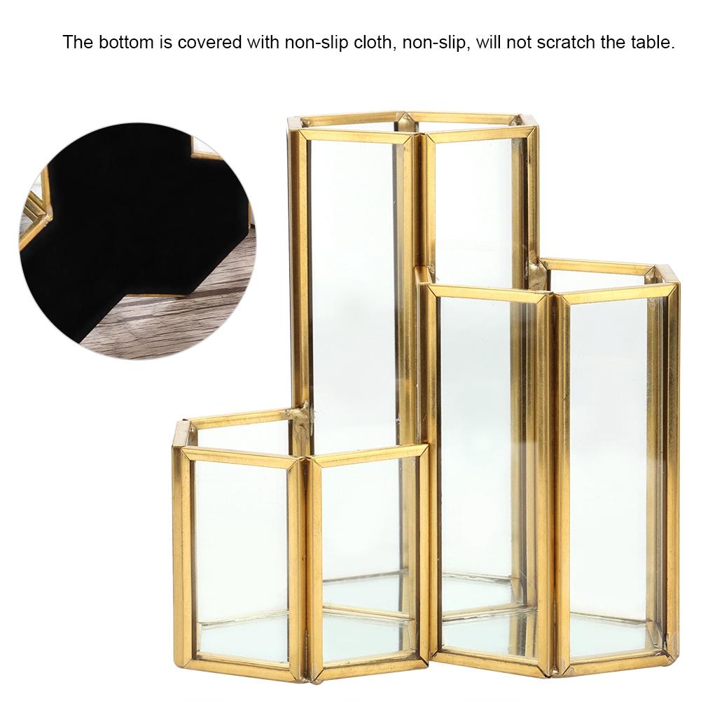 Simple Sexangle Combination Glass Pen Holder,Makeup Brush Holder Desk Organizer Storage