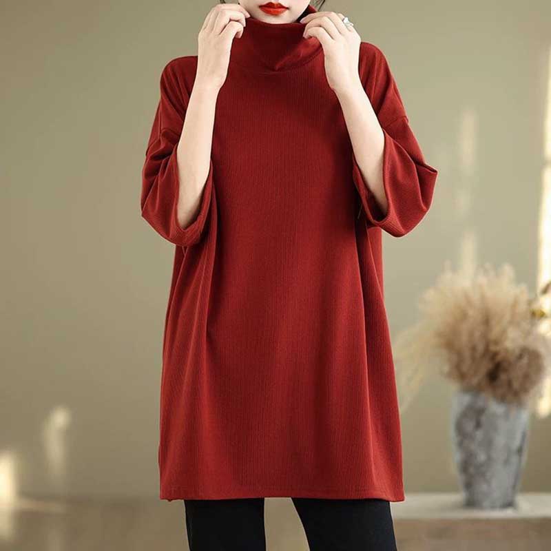 Pullovers Tops Women Long Sleeves Blouse Oversized Half Turtleneck Loose Long Sleeve Shirt Slim Pullover Tops