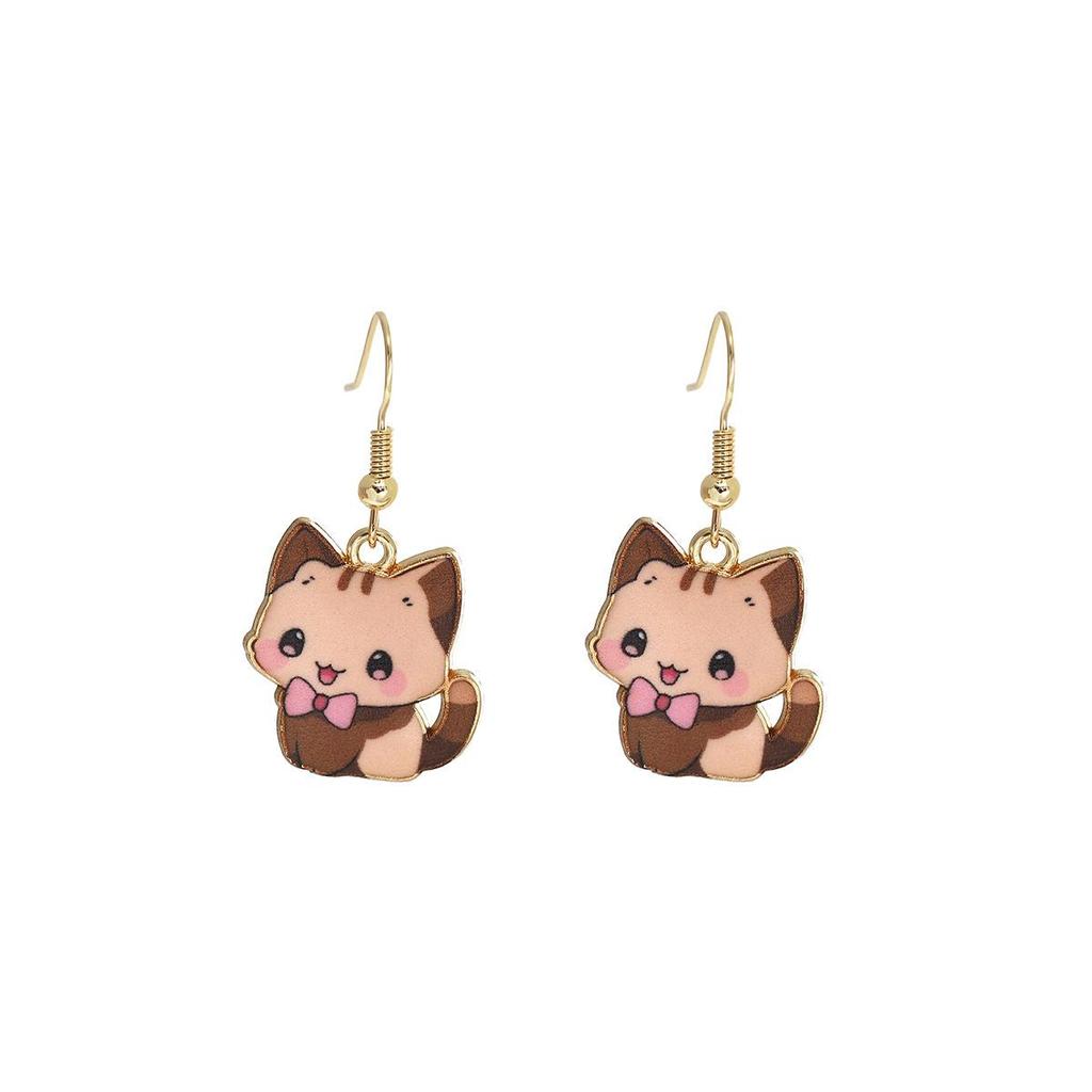 Cute Cartoon Kitten Earrings - Fun, Creative, and Fashionable Animal Drops In Japanese and Korean Styles for European and American Tastes.