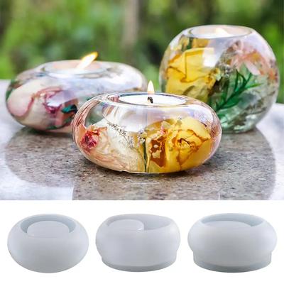 Oval Stone Shape 3D Silicone Mold Epoxy Resin Candle Holder Mould Round Oval Mould Candle Light Table Ornaments Plaster Mold