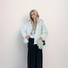 GMXIA Women's Vintage Casual Solid Color Print Autumn Winter Long Sleeve Stand up Jackets & Coats
