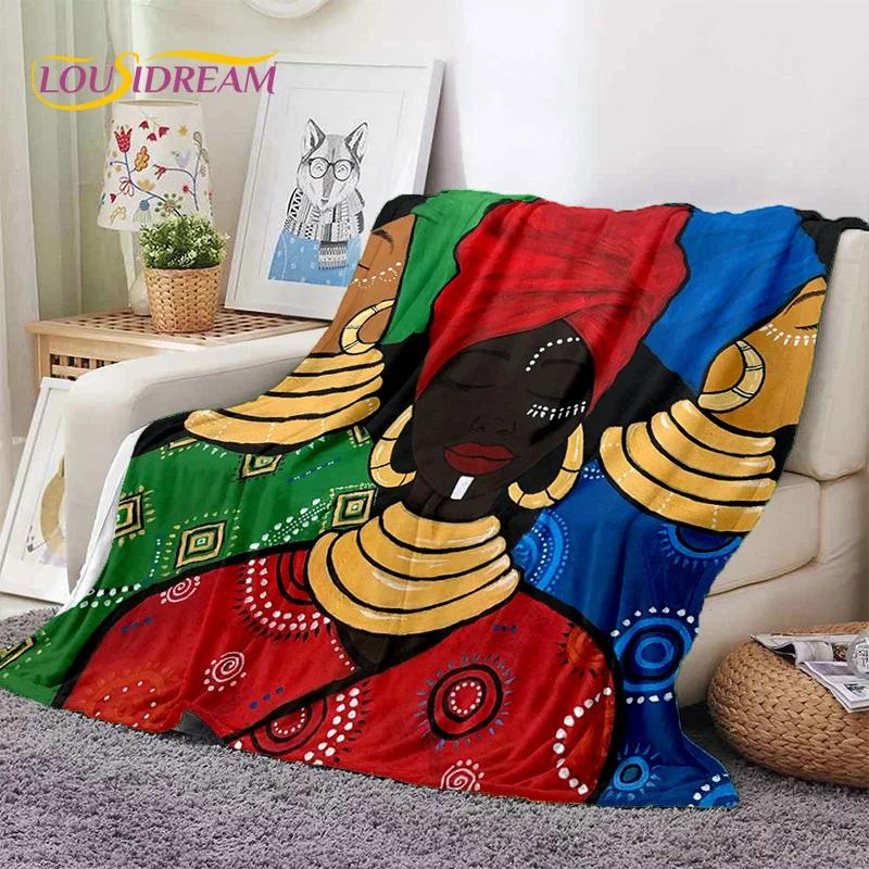 Cartoon Africa Ethiopian Custom Painting Art Soft Flannel Blanket for Bed Bedroom Sofa Picnic,Throw Blanket for Outdoors Leisure
