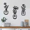 1/3pcs Black Metal Flower Vase Wall Art Modern Home Decor for Living Room Bedroom