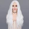 Elegant Long Wavy Curly Wig Middle Part Cosplay Lolita Wigs White Orange Synthetic Wigs  Halloween