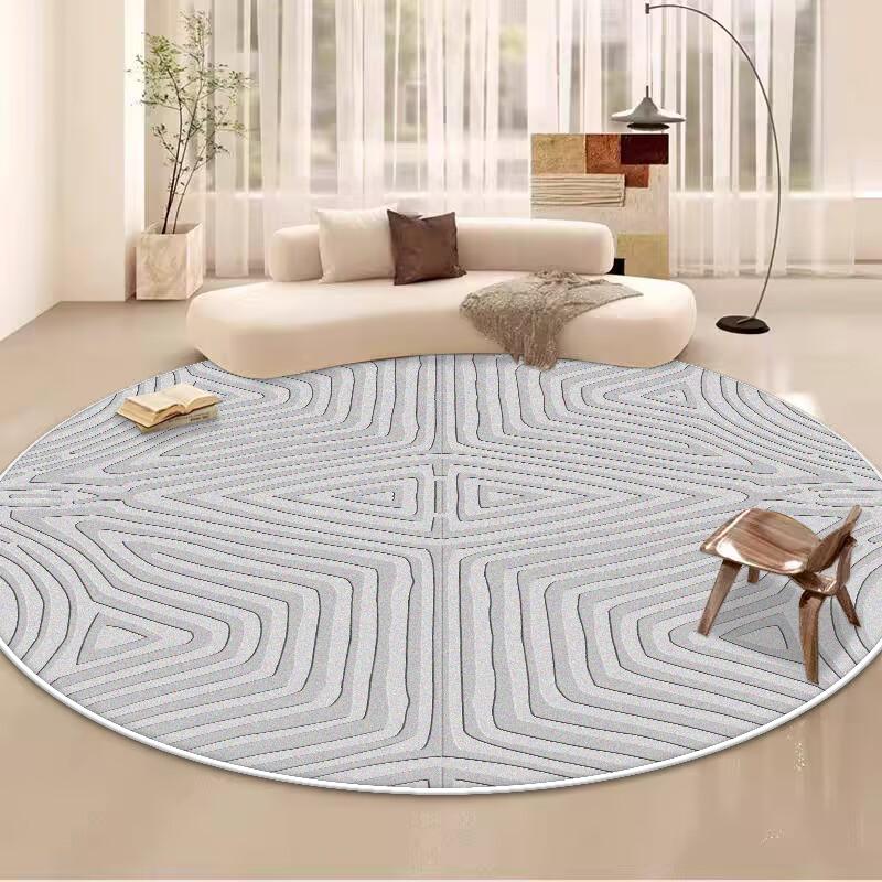 

Simple Style Large Living Room Round Rugs Striped Decoration Home Sofa Area Fluffy Plush Carpet Bedroom Non-slip Chair Mat Floor 60*60cm