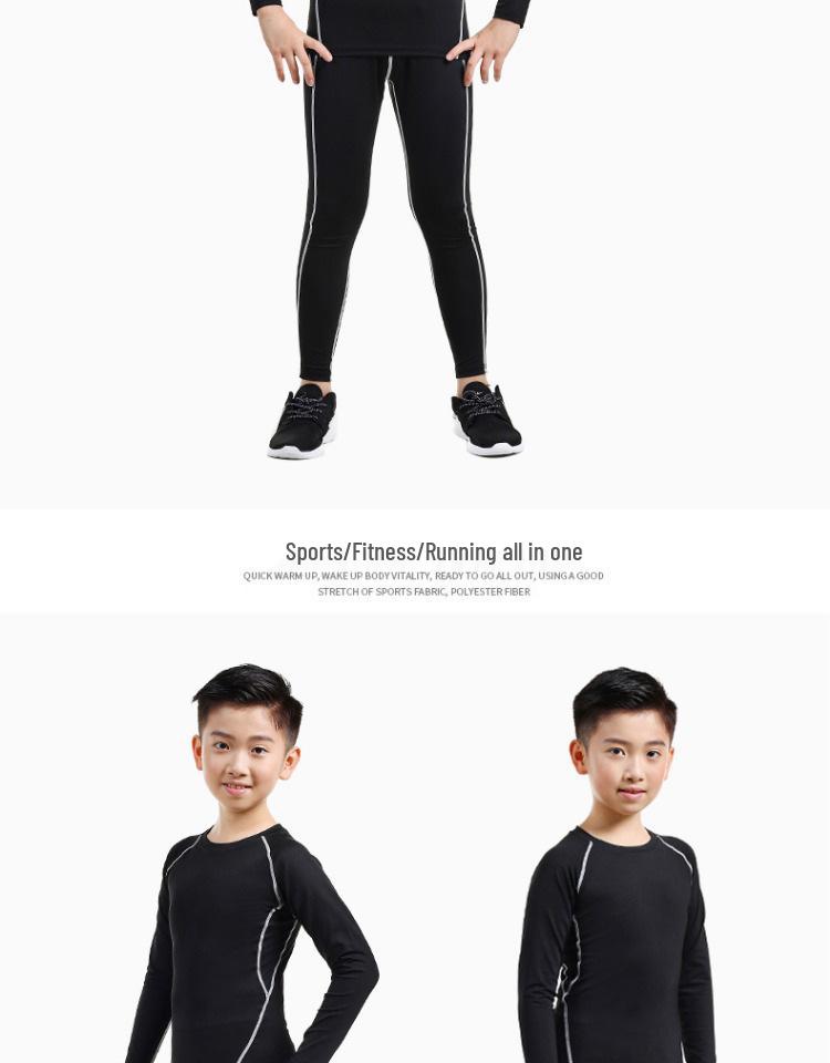 Boys' Quick-Dry Running Tights & Fitness Base Layer Set for Autumn/Winter