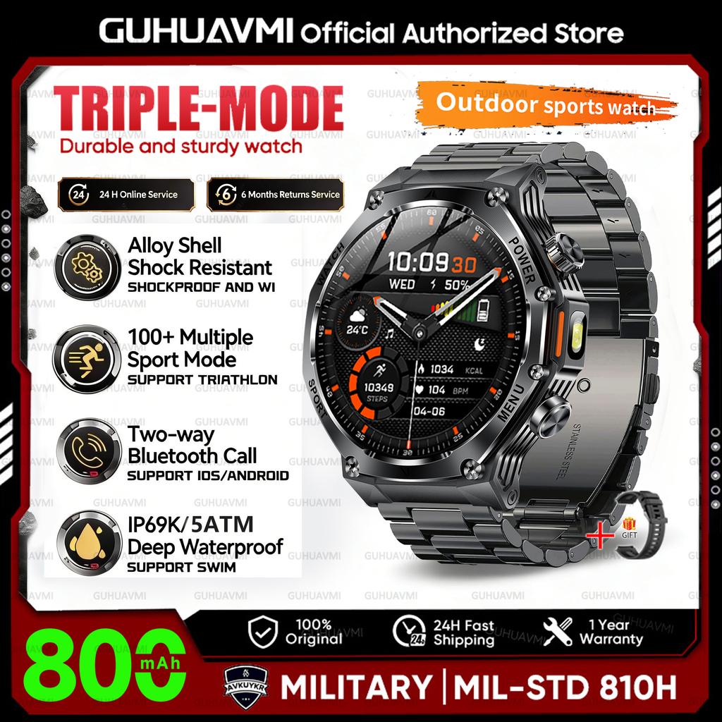 New Military Grade Sports Smart Watch 5ATM Swimming Waterproof 800mAh Bluetooth Call 1.8'' AMOLED Screen Smartwatch For Men