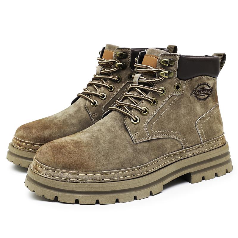 2025 New Handmade Ankle Boots New Design Male Hiking Casual Boots Outdoor Man Motorcycle Botas Comfy Leather Mens High Top Shoes