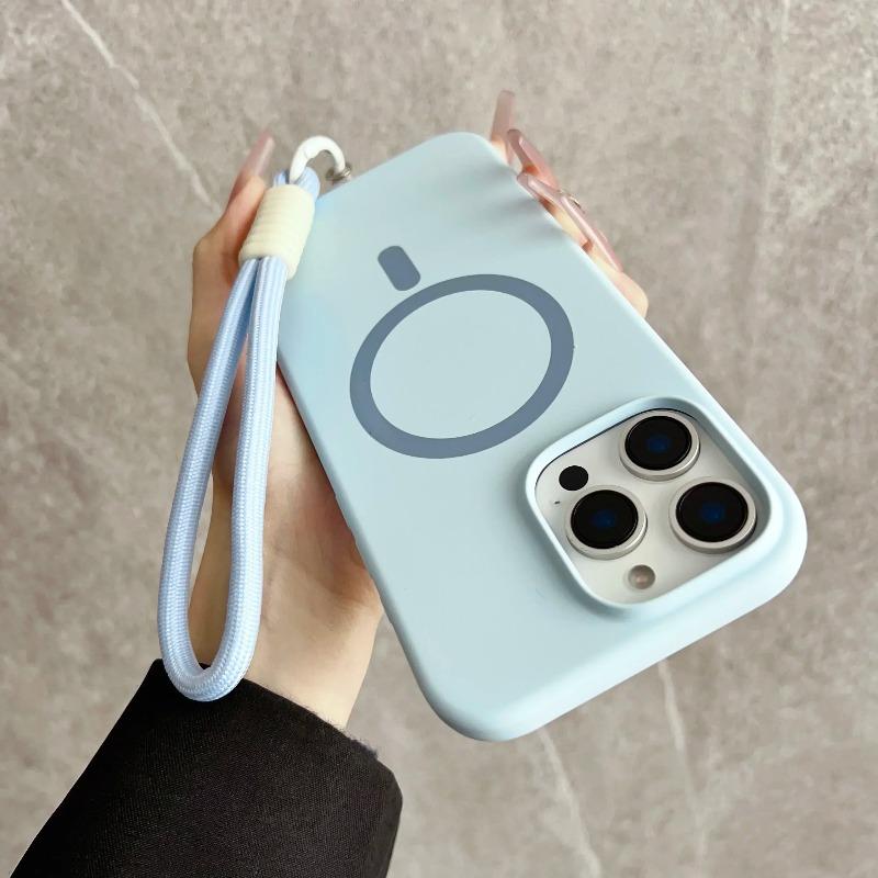 Coque Magnétique Originale en Silicone Liquide Pour iPhone 17Air 16 15 14 13 12 Pro Max Plus Magsafe Chargement Sans Fil Avec Housse Cordon