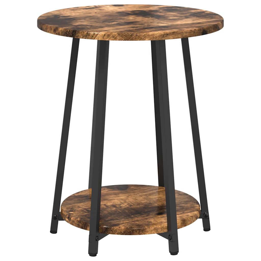 Side Table Set with Shelf 2 pcs Smoked Oak and Black Brown