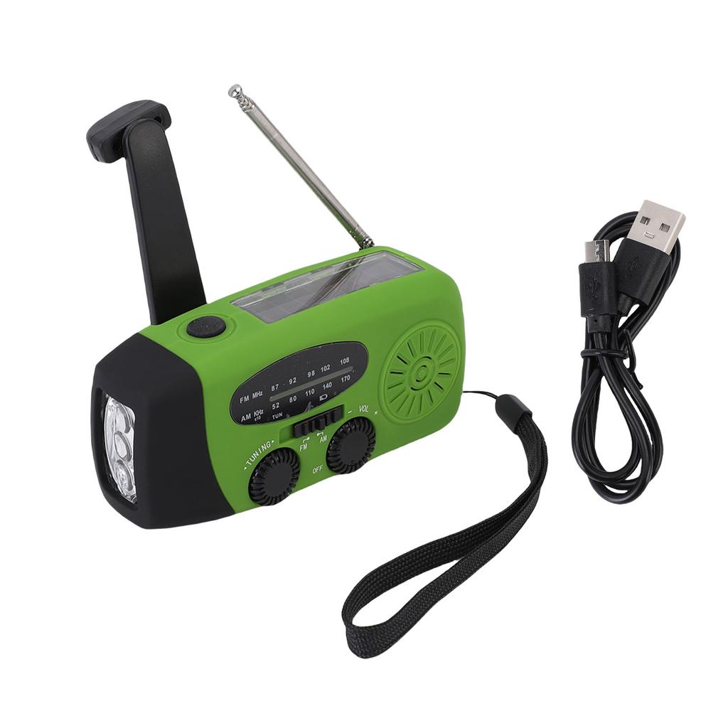 Emergency Radio Portable Solar Micro USB Hand Crank AM FM NOAA Radio with 3 LED Lights Power Bank Fo