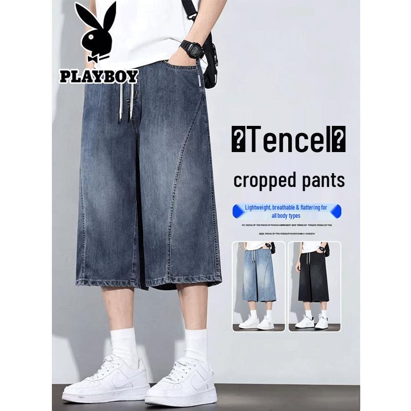 PLAYBOY Men s Tencel Blend Summer Cropped Denim Pants XL