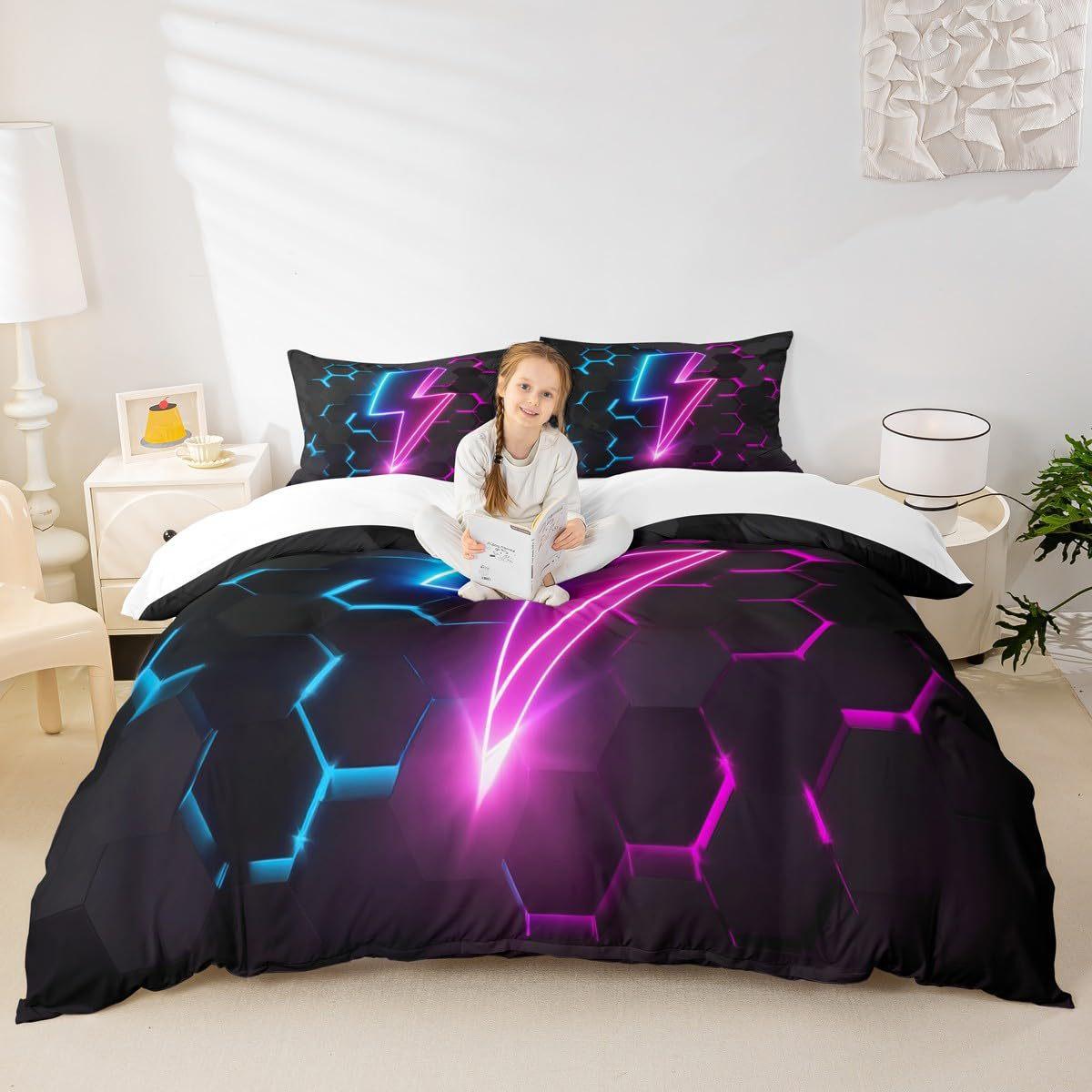 

Lightning Feather Patchwork Velvet Quilt Cover Set Bedding Set Quilt Cover Three-piece 135*200cm
