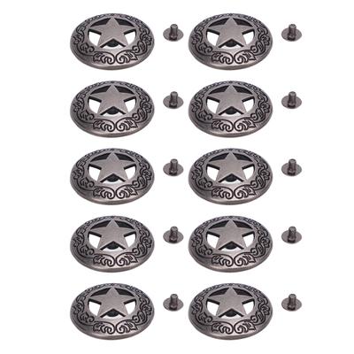 10 Set Perçin Vida Gunmetal 28mm Oyuk Beş Köşeli Yıldız Perçin ve 4.5mm Çapraz Vida için