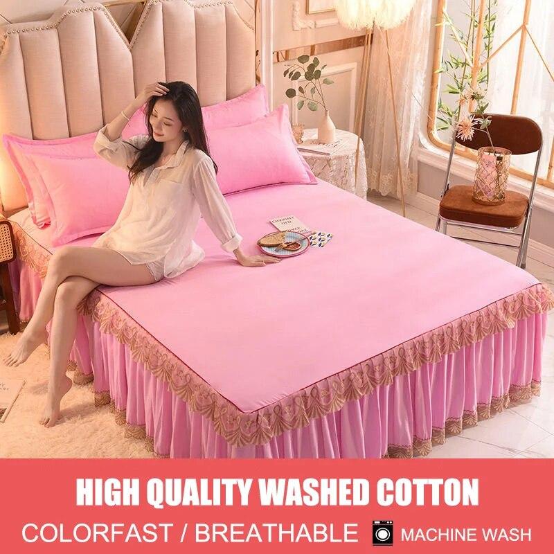 Cool Bed Skirt Lace Bedspread Princess Style Bedding Sets with Pillowcases Beautiful Bed Spreads Queen King Size Beddings