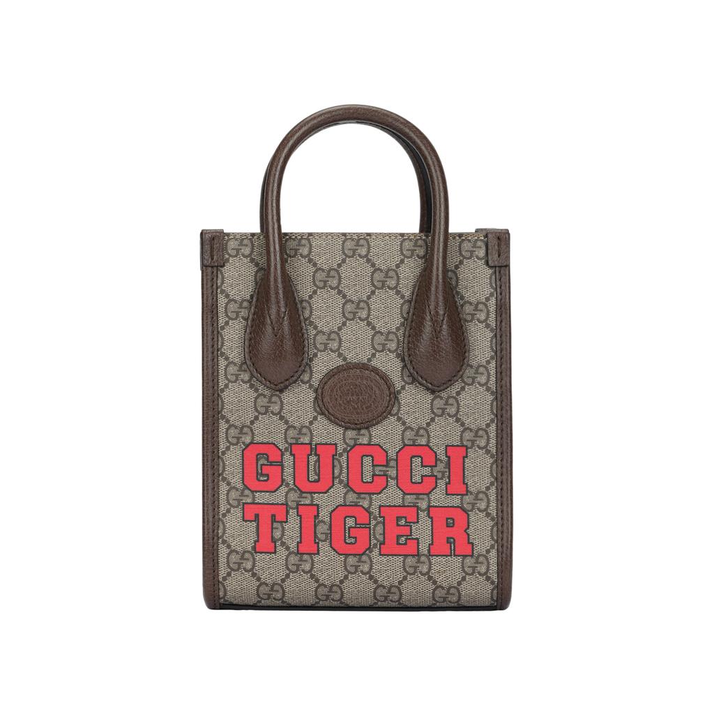 Gucci Monogram Logo Print Tote Bag Men Tote Bags Brown 671623-US7EC-9396