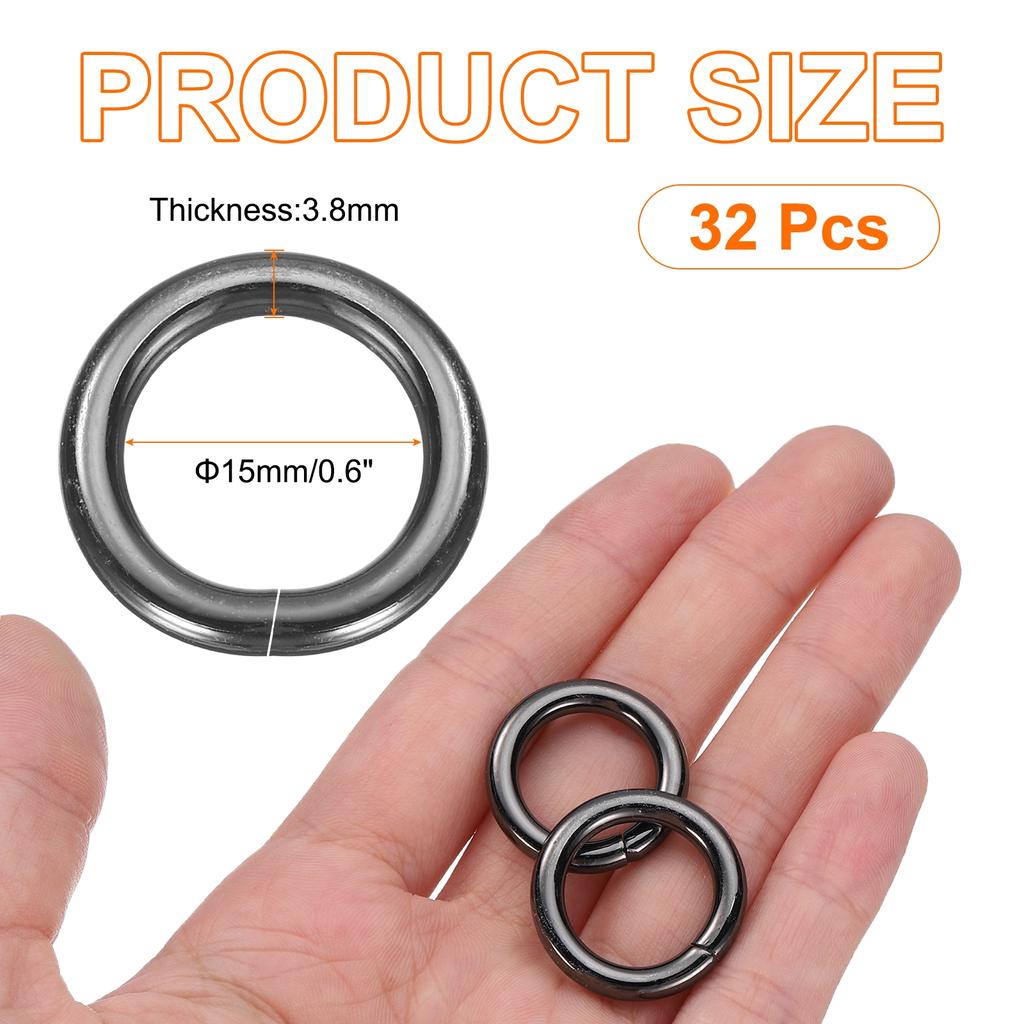 32pcs O Ring Buckle Zinc Alloy Opening O-Rings Clasp Clips for Crafts Keyrings Bags Straps Belts DIY Accessories
