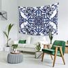 Blaues Verziertes Florales Mediterranes Sizilianisches Fliesen-Wandteppich-Dekor Kunst Ästhetische Wandteppiche für Schlafzimmer Zuhause Wandtuch Wandbehang