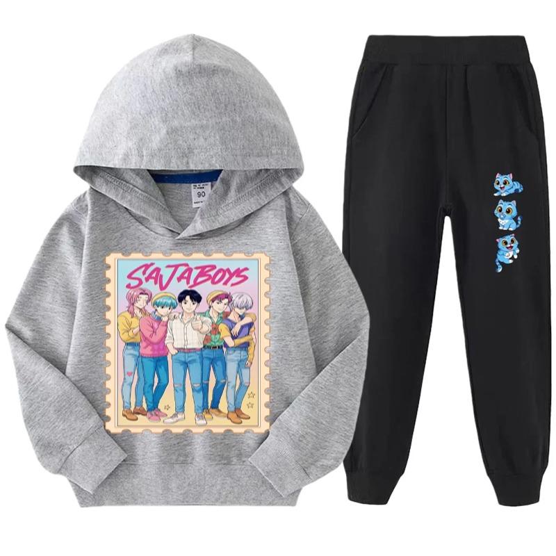 

Children s Suit Casual Comfort Sweatshirt Cartoon Printed Fashion Hoodie Clothing Sets Girls 160 серый