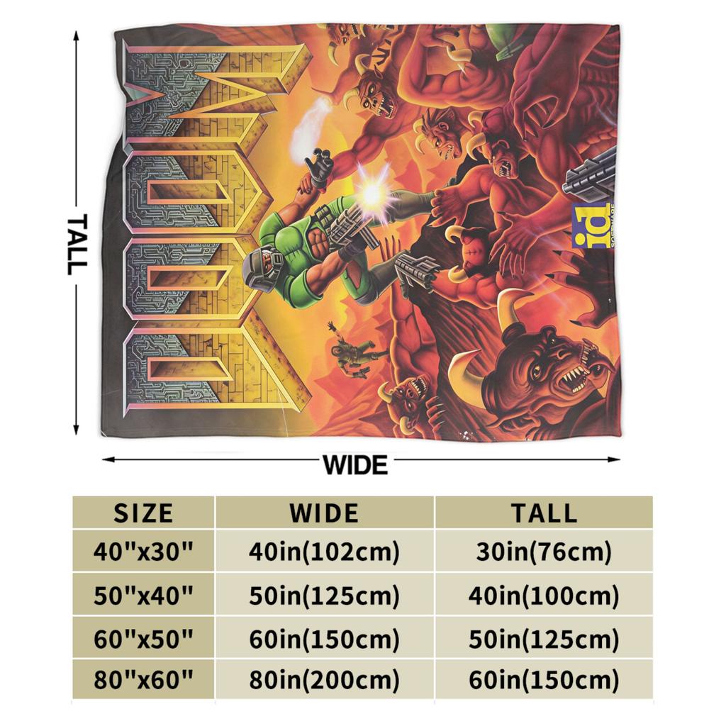 Doom Slayer Gaming Blanket Warm Soft Print Plush Throw Blanket For Couch Chair Sofa Bed Camping Flannel Bedspread Bed Cover